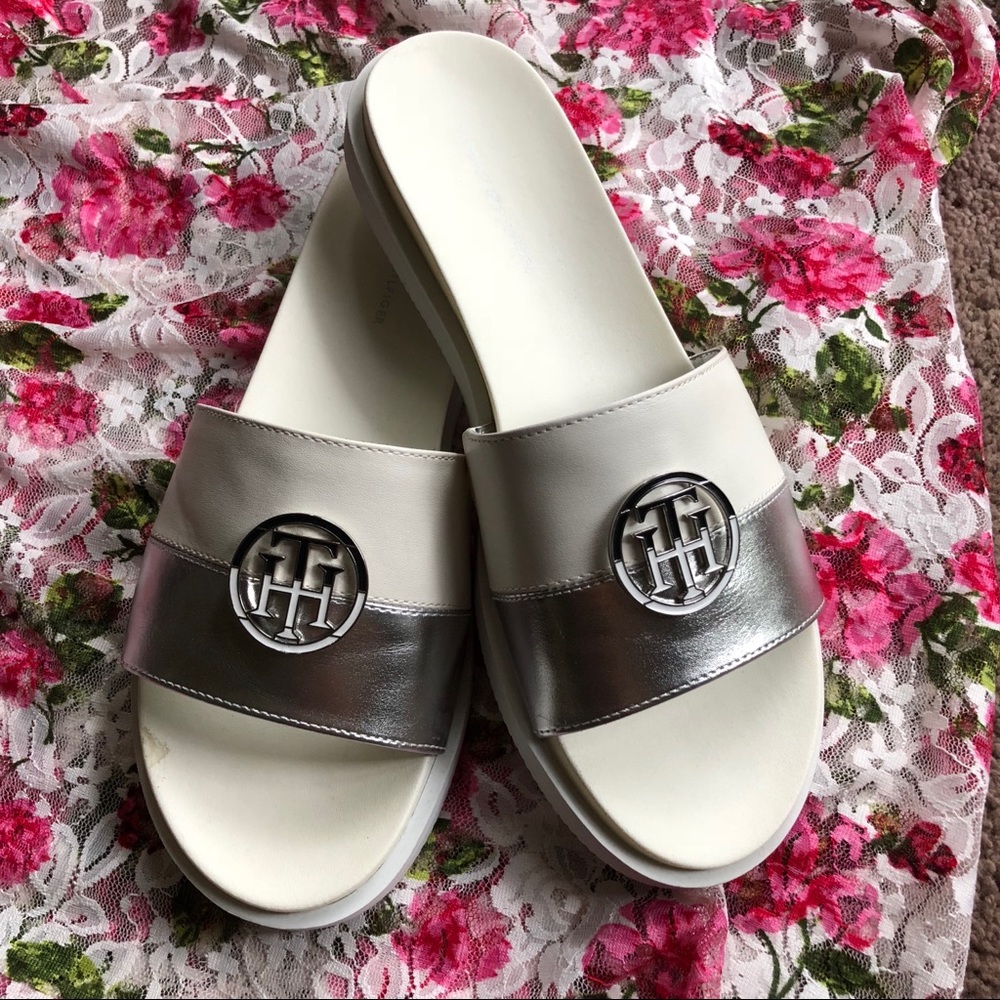 Tommy Hilfiger Souli Slide Sandals White 8.5